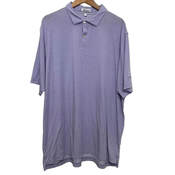 Peter Millar Polo Shirt XXL Blue Polka Dot Golf Modern Stretch Outdoor - Picture 1 of 8